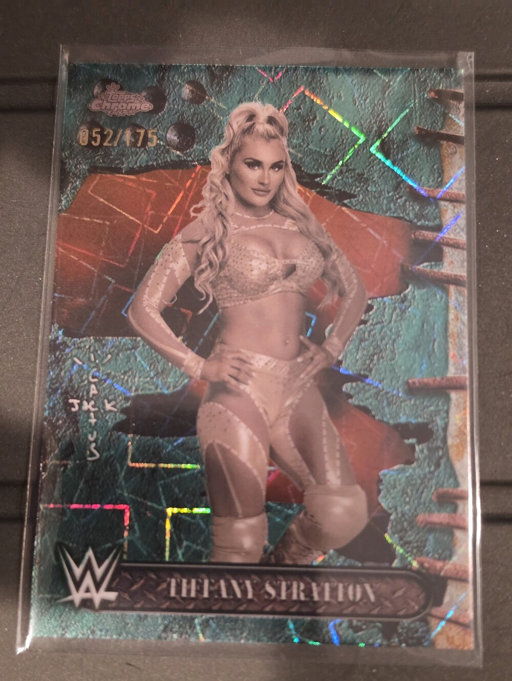 TIFFANY STRATTON 2024 Topps Chrome WWE Teal Laser Refractor 052/175 Tiffy Time!
